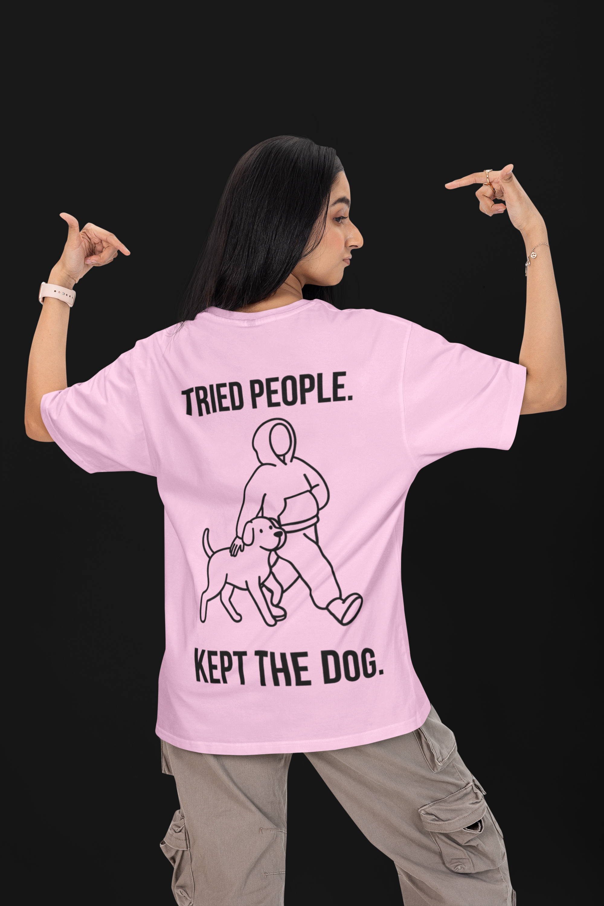 Tried People. Kept The Dog. Unisex Oversized Tee