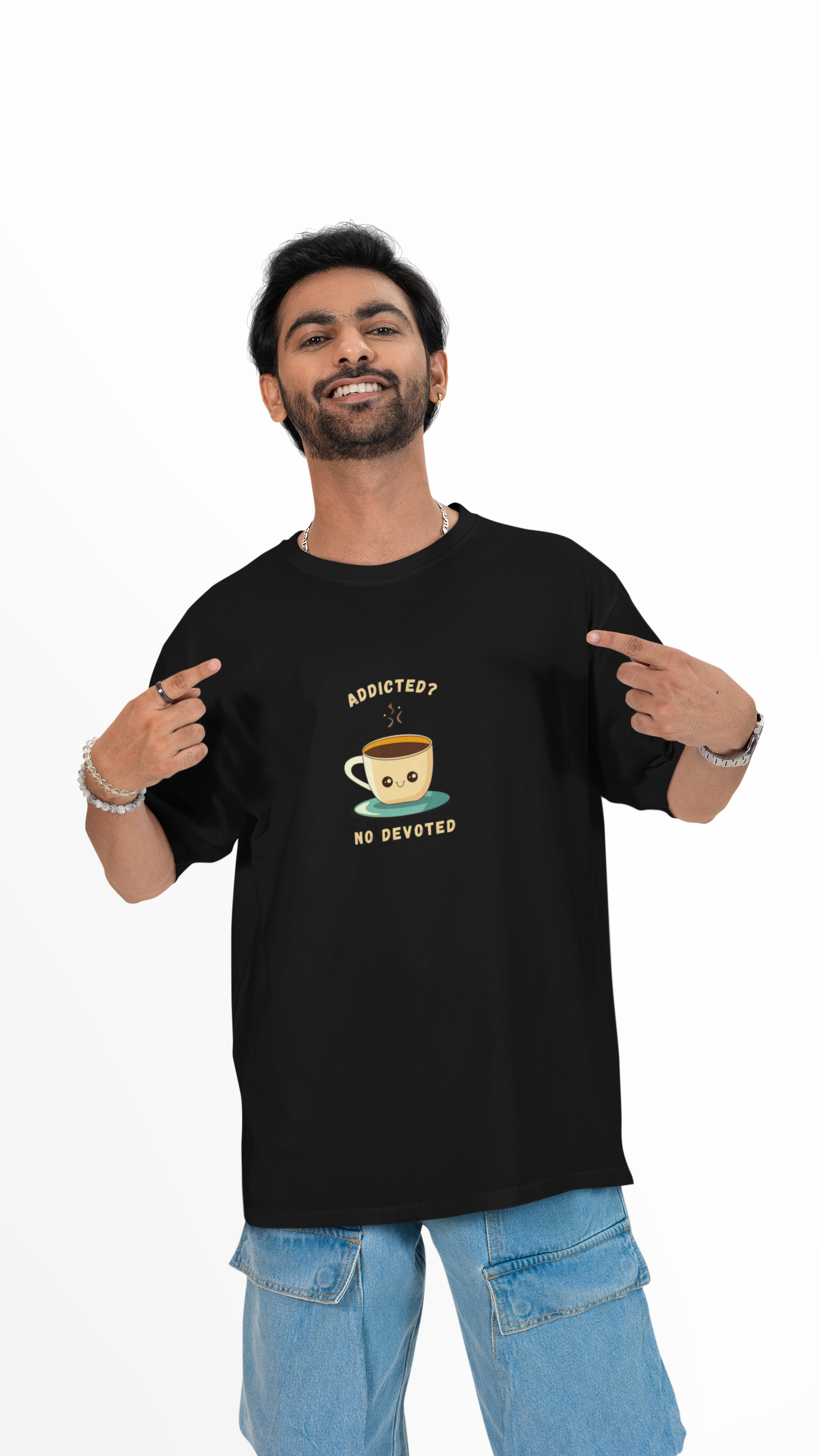 Addicted? No. Devoted. ☕ Unisex Oversized Tee