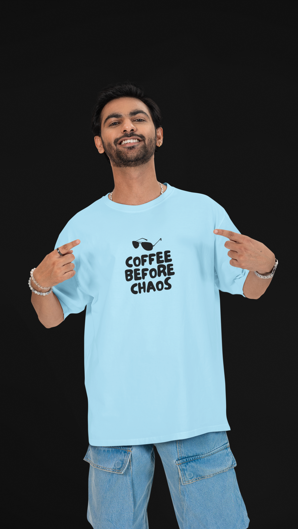 Coffee Before Chaos Unisex Oversized Tee