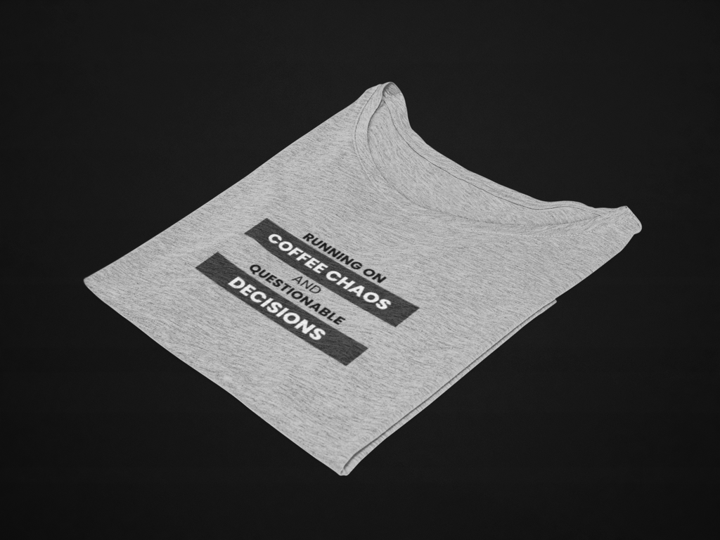 Running On Coffee Chaos And Questionable Decisions Unisex Oversized Tee ☕😮‍💨"