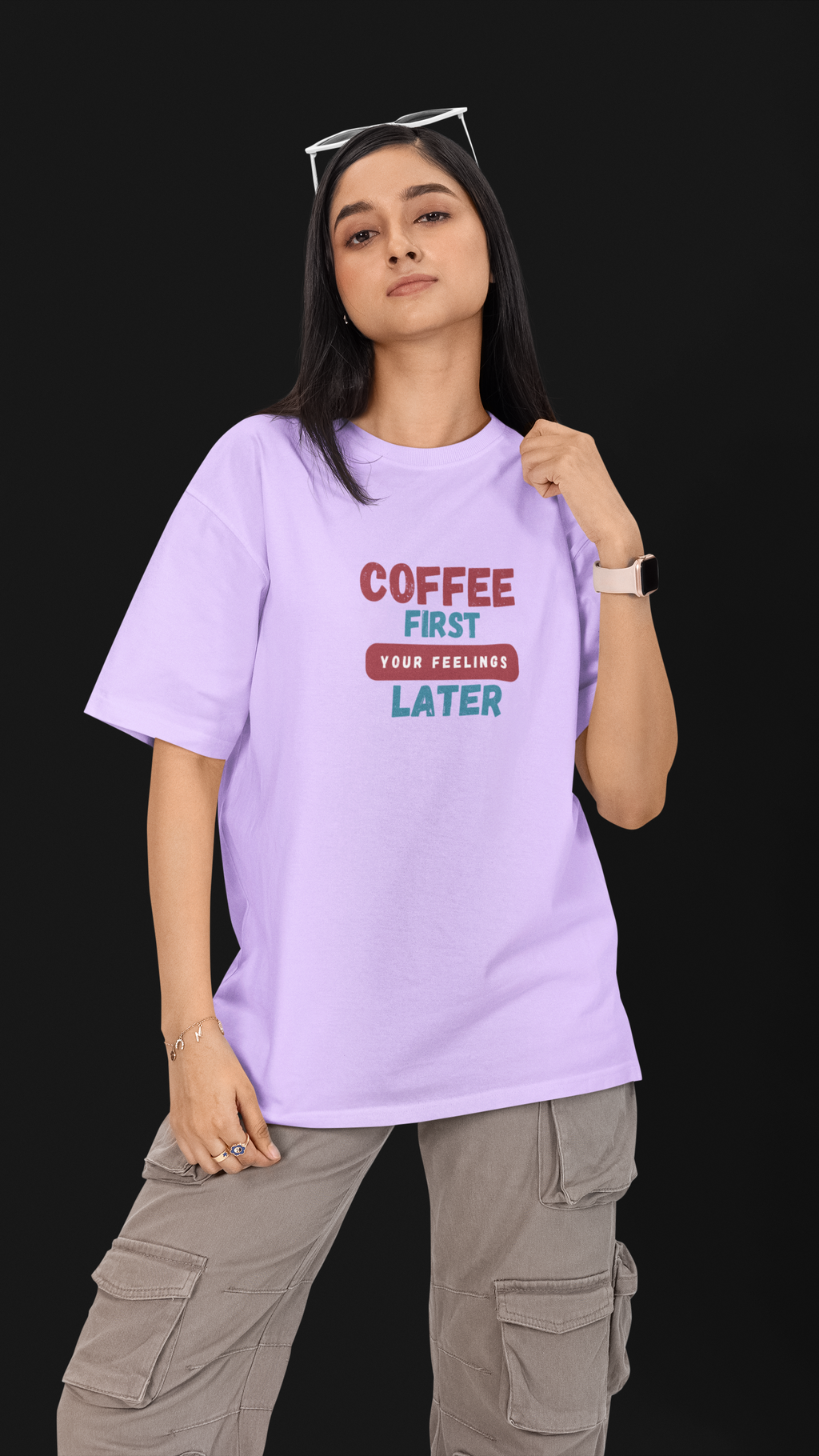 Coffee First. Your Feelings Later. Unisex Oversized Tee