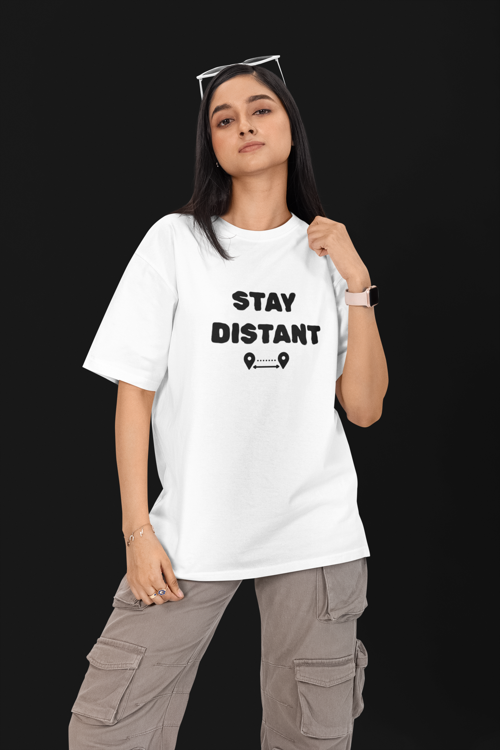 Stay Distant – Unisex Oversized Tee