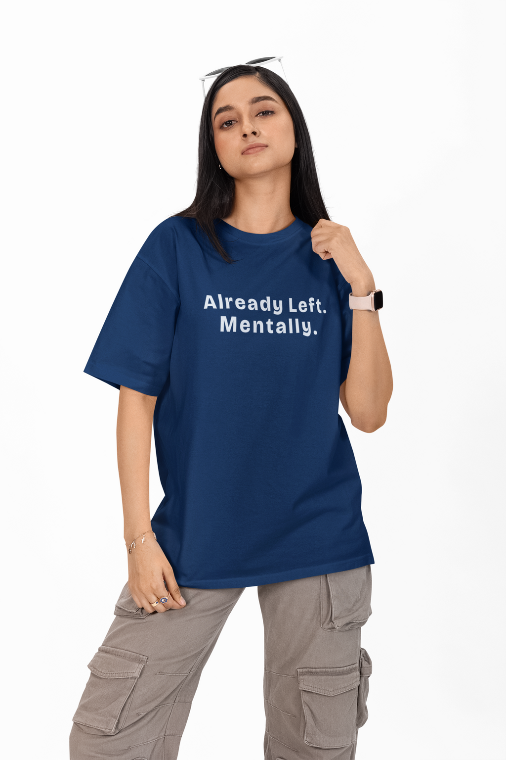Already Left. Mentally. — Unisex Oversized Tee