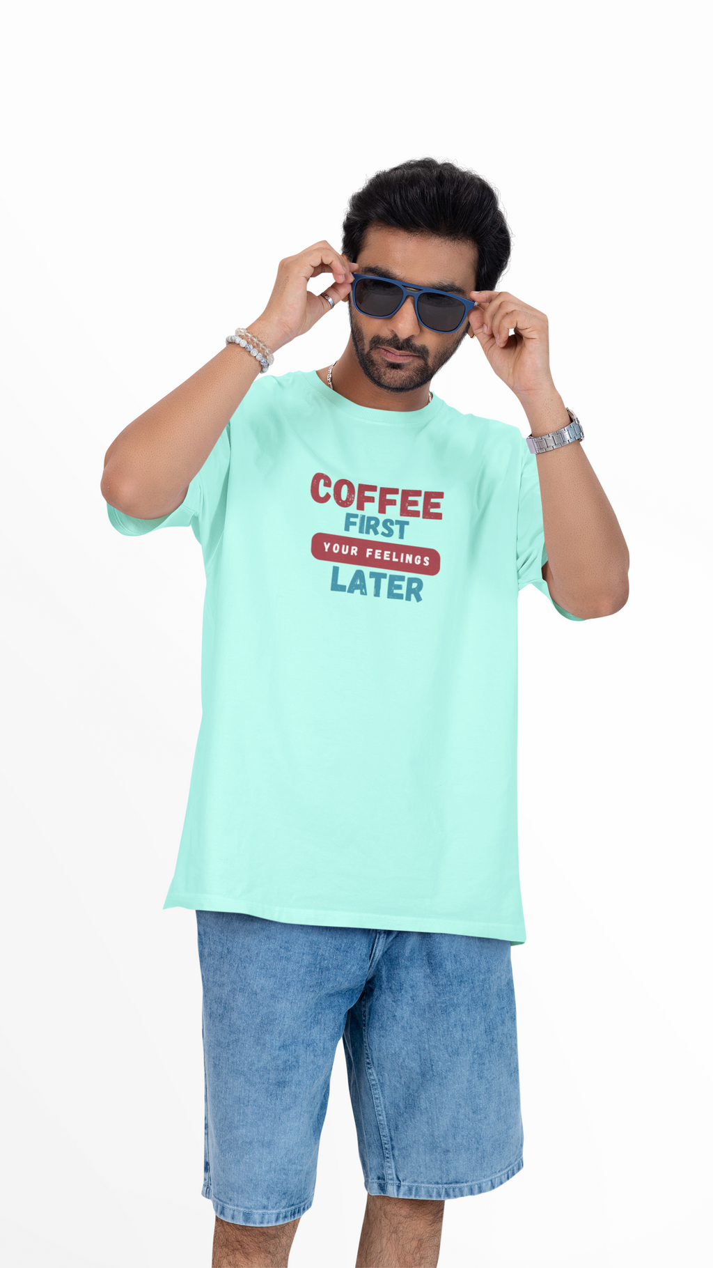 Coffee First. Your Feelings Later. Unisex Oversized Tee