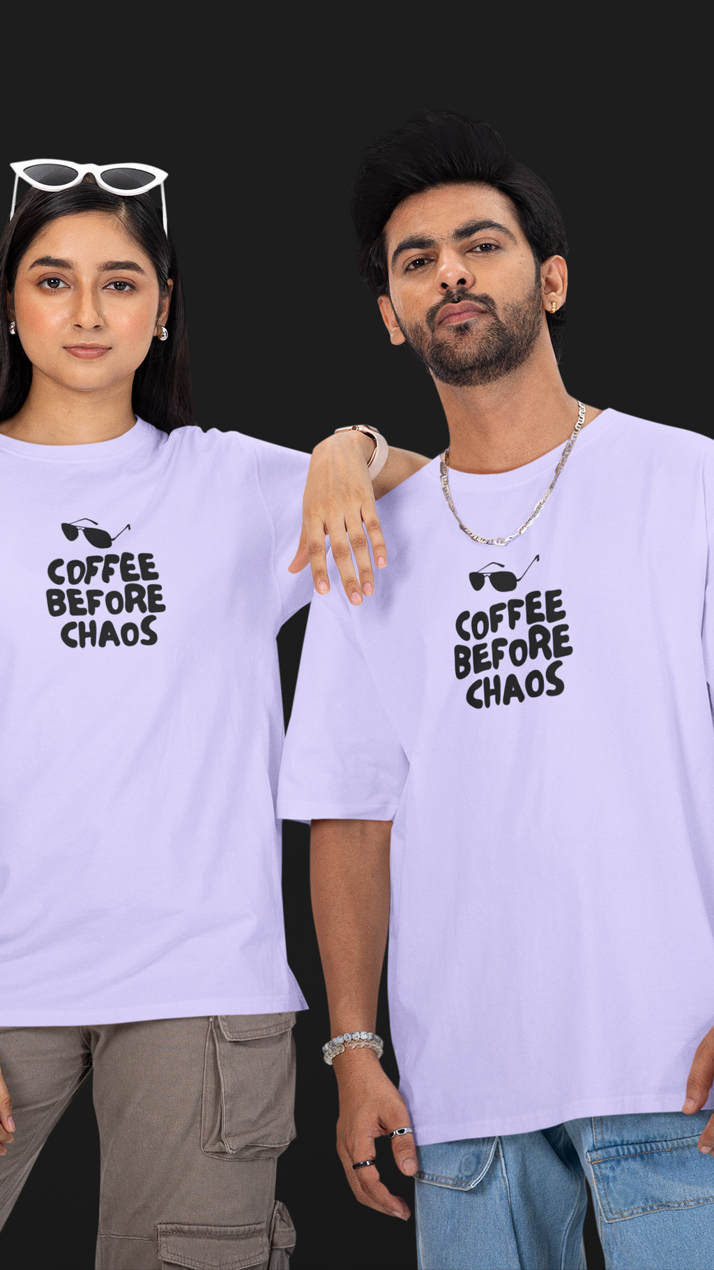 Coffee Before Chaos Unisex Oversized Tee