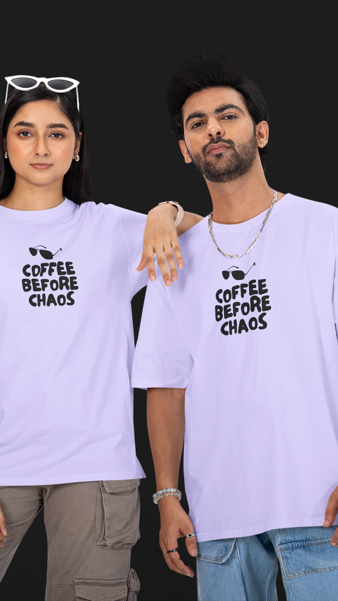 Coffee Before Chaos Unisex Oversized Tee ☕🖤