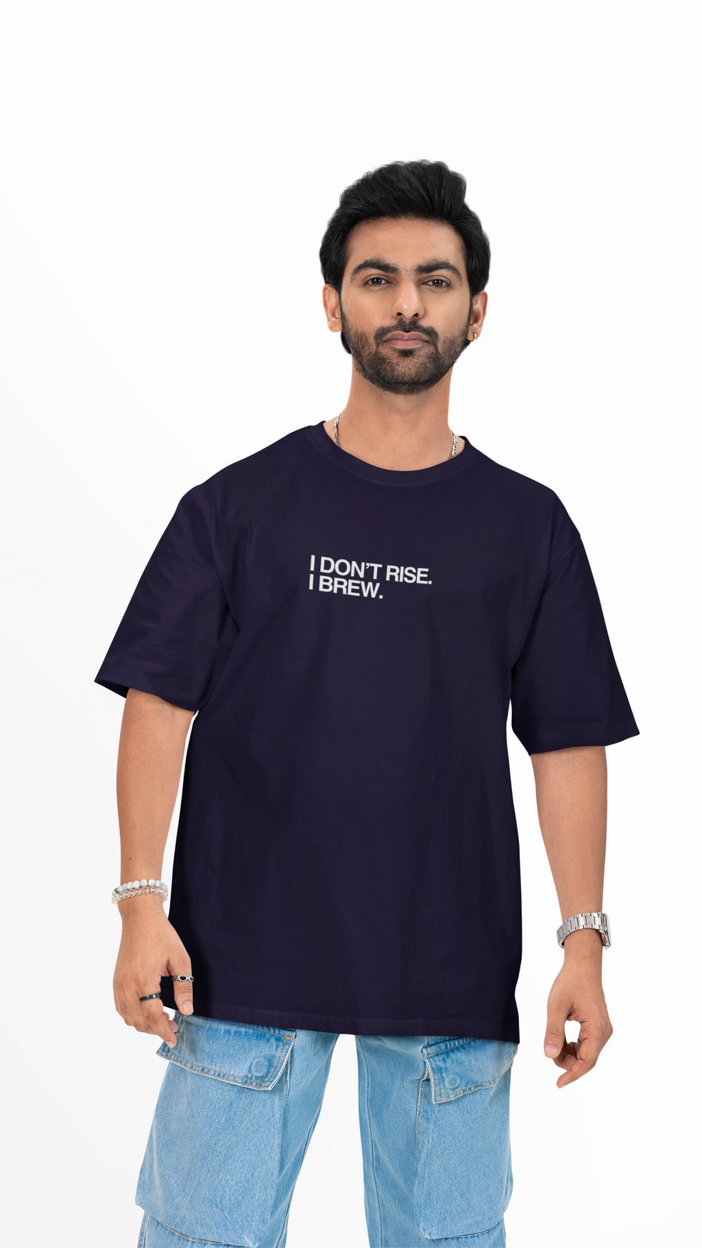 I Don't Rise. I Brew. Unisex Oversized Tee